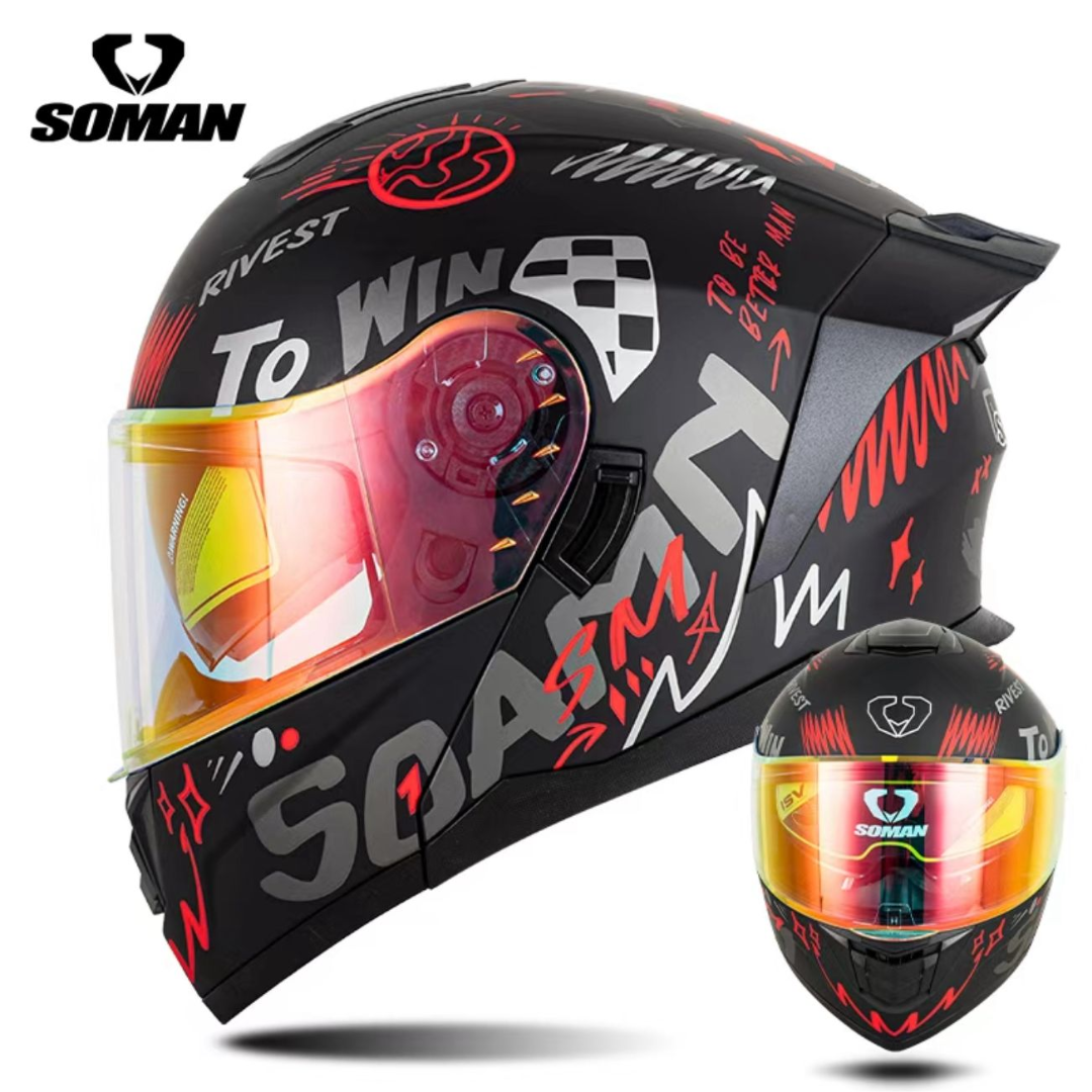 Casco Soman led speed rojo